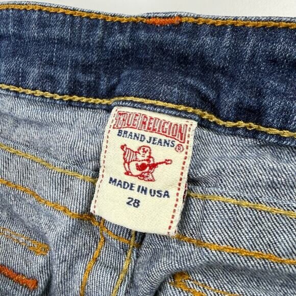 TRUE RELIGION Y2K Rhinestone Straight Leg Jean Size 28 Made In USA - Picture 3 of 8
